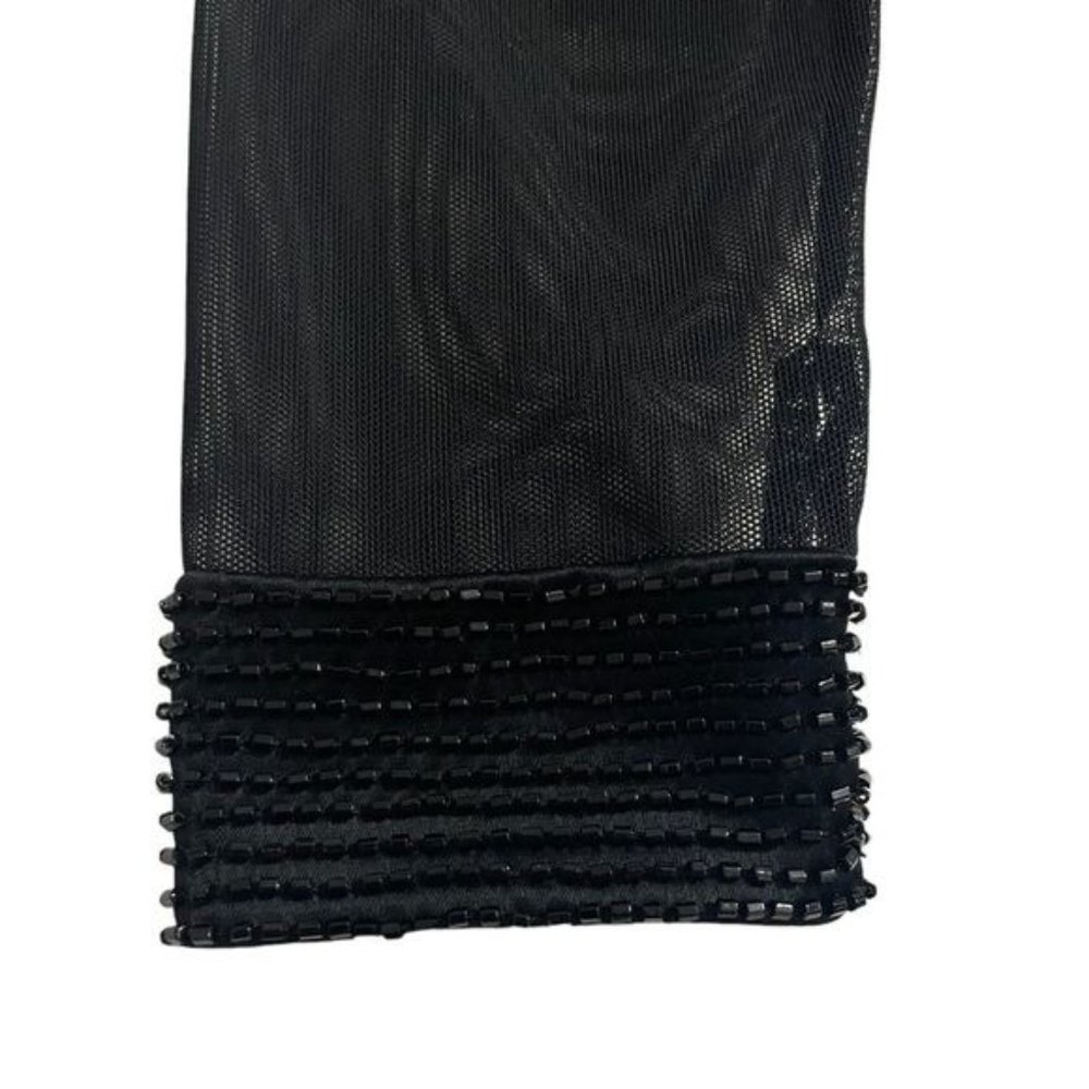 90s Oleg Cassini Beaded Mesh Open Back Dress - image 6